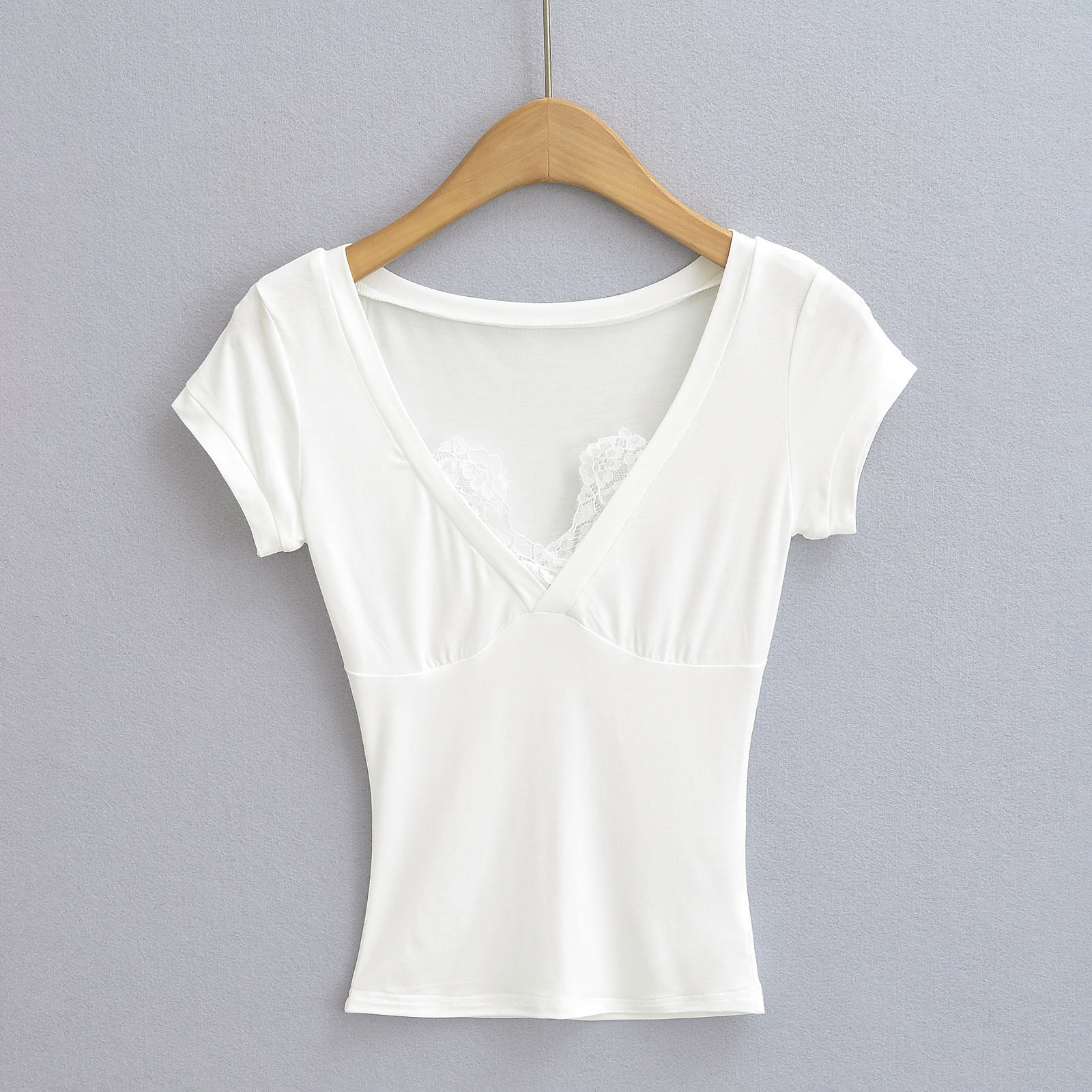 Spitze V-Ausschnitt Sommer Ernte Spitzen Frauen Kurzarm Spitzen sexy Unterseite ing Blusen T-Shirt