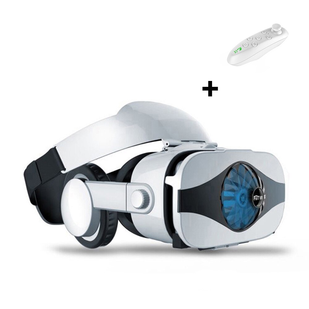 3D VR Glasses Helmet VR Glasses Virtual Reality Headset For IOS Android Smartphone Goggle 3D Lenses Wite Control handle: White handle