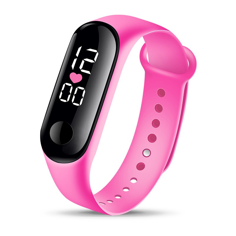 Armband Digitale Horloge Voor Kinderen Kids Led Sport Horloges Vrouwen Mannen Unisex Siliconen Elektronische Horloge Jongens Meisjes Klok: Pink