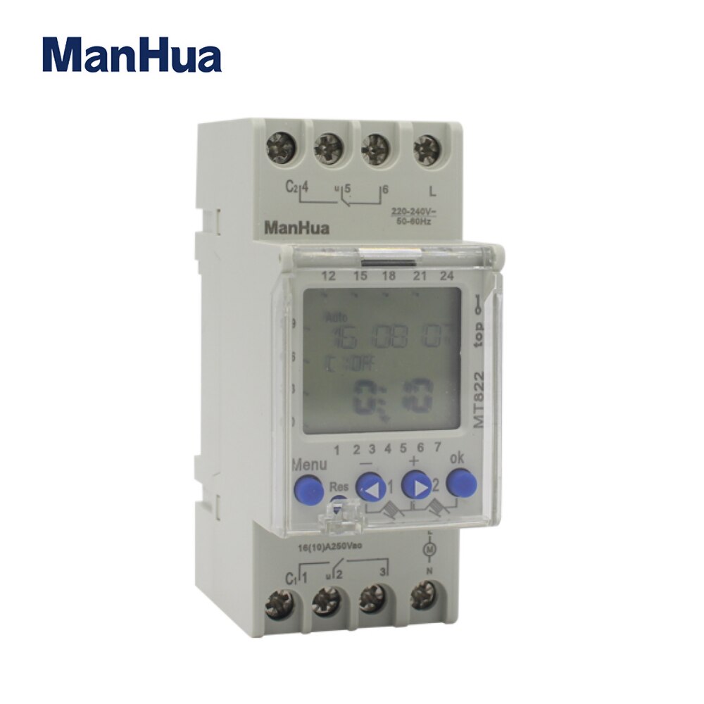 ManHua 250V 16A Random Clock 2 Channel 7 Day MT822 Universal Electric Product for Home Use Digital Timer Switch