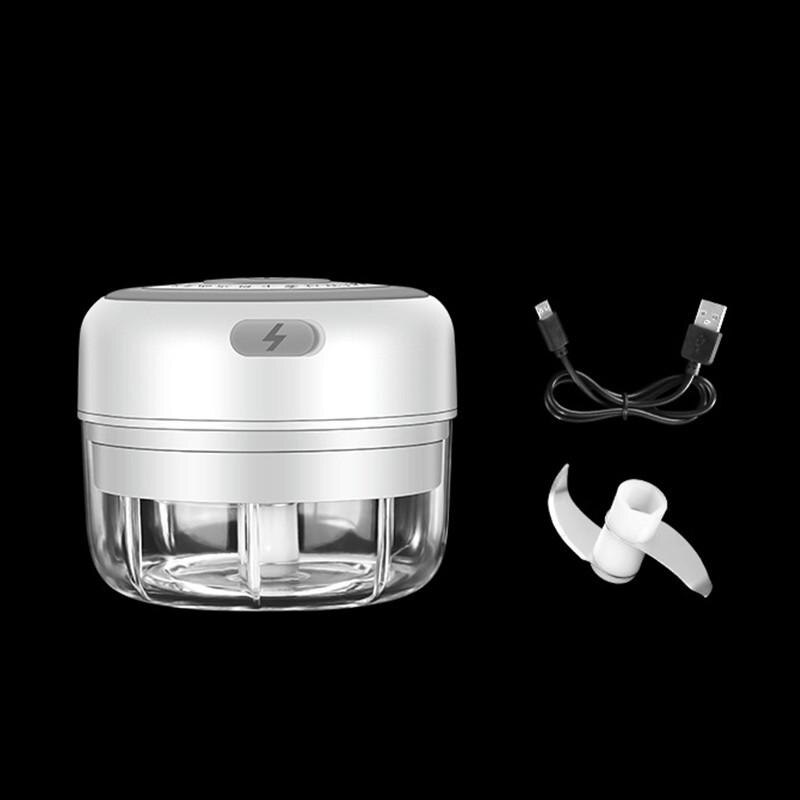 Elektrische Keuken Chopper Knoflook Stamper Vleesmolen Mini Voedsel Knoflook Groente Chili Chopper Crusher Oplaadbare Keukenmachine: White 100ML