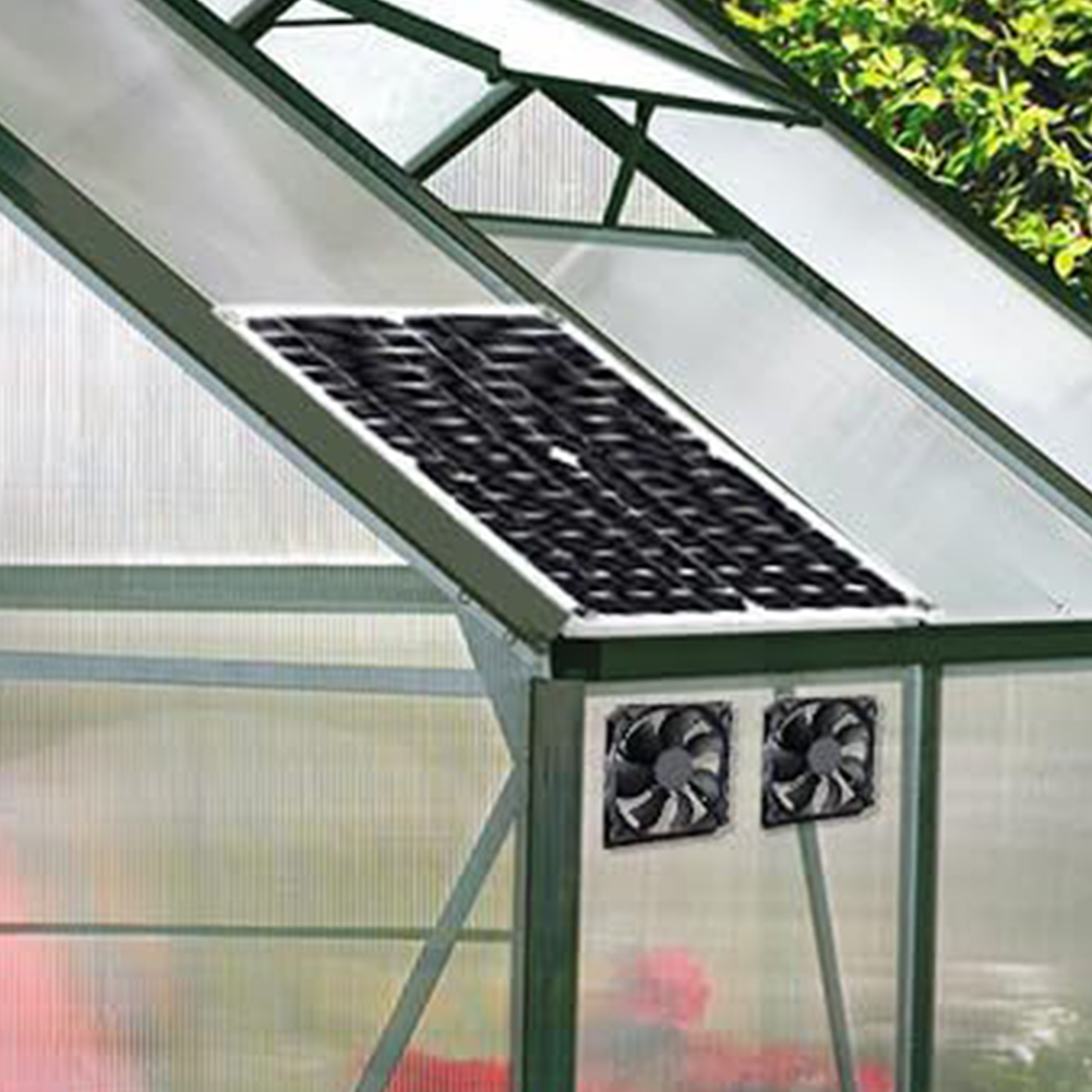 12W Solar Exhaust Fan Waterproof Solar Panel Powered Fan Mini Ventilator for Greenhouse Chicken Coop Shed Dog House Outside