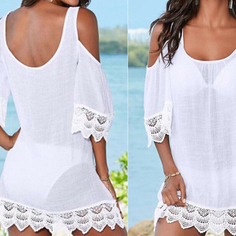 frauen Damen Bikini Startseite hoch Badeanzug Spitze Häkeln Bademode Strand Kleid