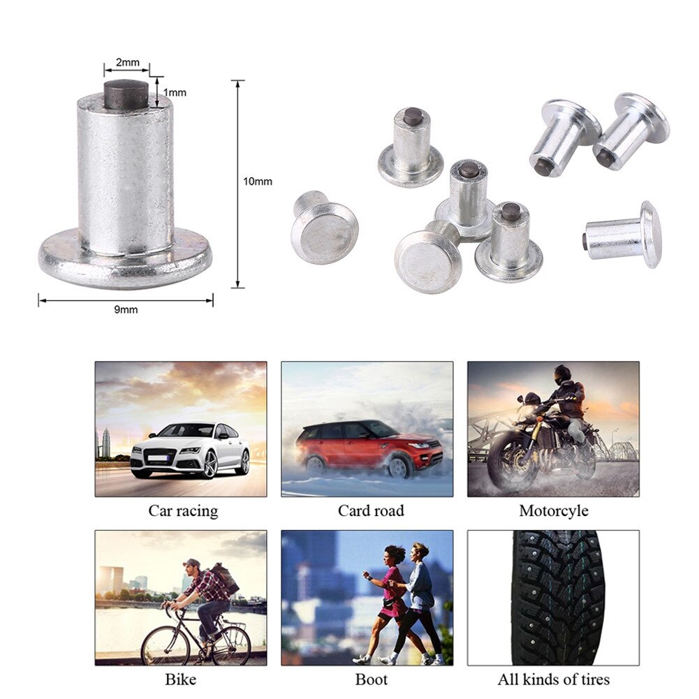 100pcs Tire Stud Screw 9mm/0.35 Inch Wheel Tyre Stud Screws Snow Tire Spikes Tire Stud Screw For Car Auto SUV ATV