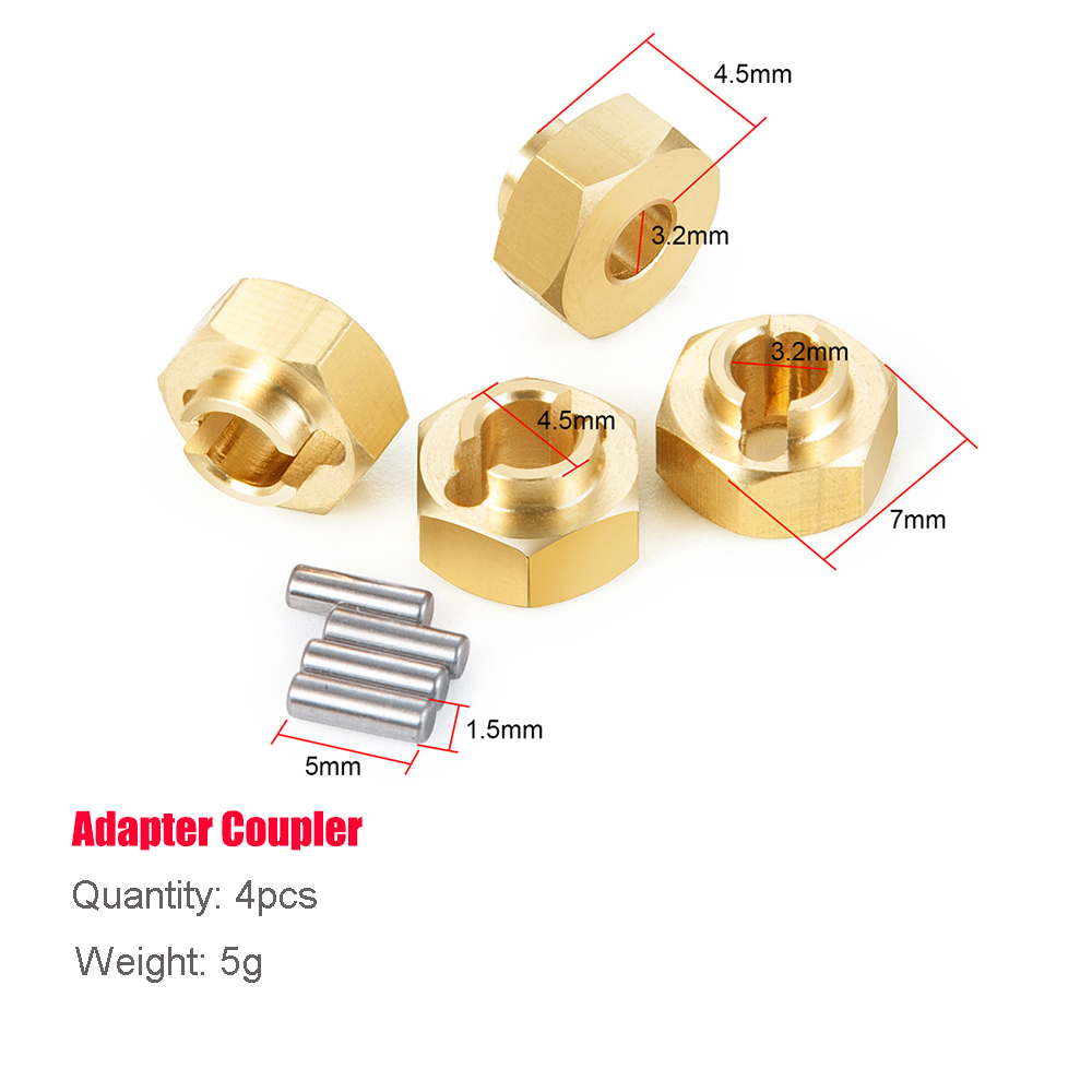 MIBIDAO-cubierta diferencial de latón, nudillo de dirección, adaptador hexagonal, acoplador de peso para Axial SCX24 1/24 RC, piezas de mejora de coche, accesorios