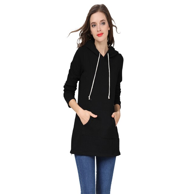 Sweat à capuche de grossesse pour femme enceinte, pull d'allaitement, vêtements d'hiver, , 2025: Black / XL