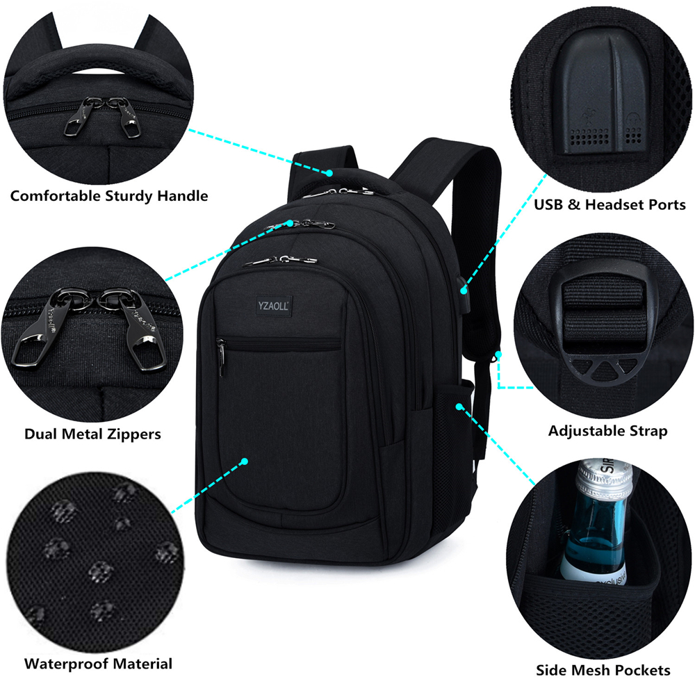 Soperwillton Männer Wasserdichte Rucksack Solide Multifunktions Mann Laptop Rucksack Teenager Bookbag Oxford USB Ladung Reisetaschen