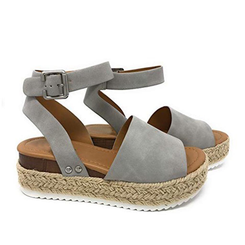 Womail Sandals Buckle Strap Wedges Retro Peep Toe Sandals Casual Sandal Beading Wedges Sandal Casual Ladies Shoes