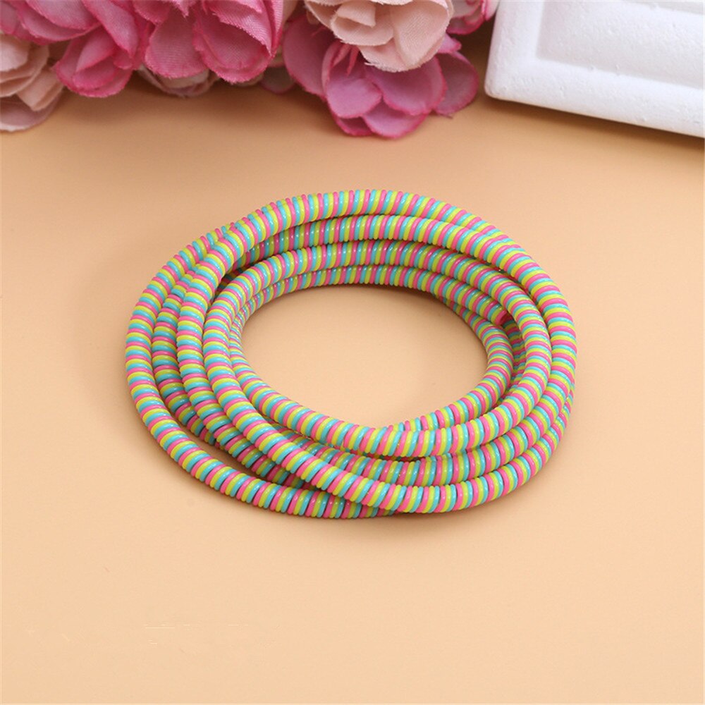 1Pc kabel spiralny USB Protector dla Iphone słuchawki odporne na kurz Winder 1.4M Earpods ochrona liny wiosna sznurka słuchawki pokrywa: 7