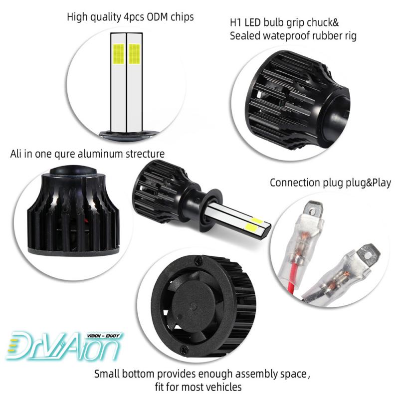 2Pcs H1 Led H4 Mini H7 H11 H9 H8 9006 9005 Auto Koplampen Lampen Rotary Chuck Off Road Voertuig werk Auto Lichten Auto Accessoires
