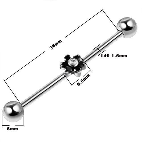SWANJO 1PC 14G G23 Titanium Industrial Piercings Industrial Barbell Gem Top Removable Earrings Tragus Ear Gauge Body Jewelry: T3010