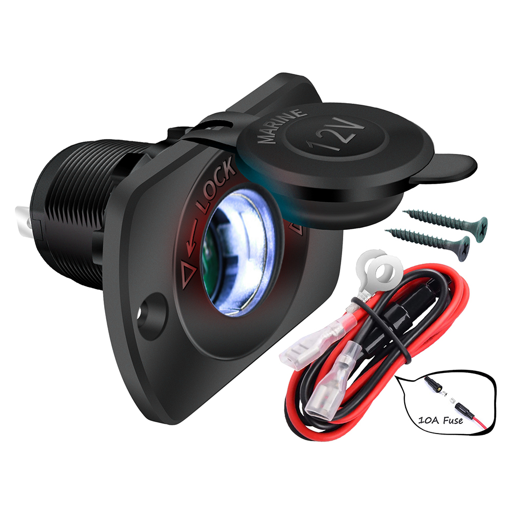 12 V Auto-Zigarettenanzünder-Buchse Femaile 12 Volt Steckdose Ersatz mit blauer LED wasserdicht für Stiefel Marine Motorrad: Orange