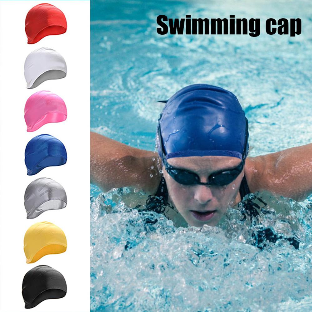 Silicone Swimming Cap Cover Ears Long Hair Clean Swim Pool For Adult Men Women бир уши для плаванья F@