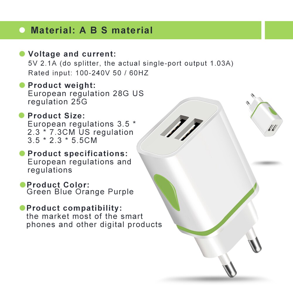 Dual USB Adattatore di Alimentazione Del Caricatore Del Telefono di Illuminazione A LED Universale di Ricarica Veloce Per Xiaomi Samsung Huawei Android Del Telefono del Caricatore UE/ US