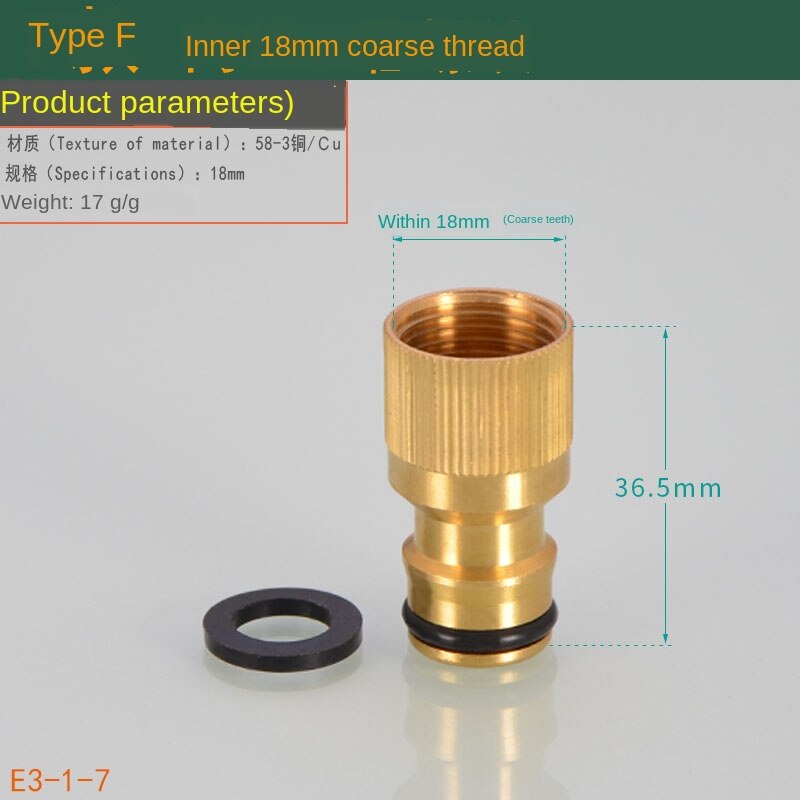 Washing machine kitchen basin faucet connector water pipe car wash water hose transfer interface mouth nipple accessories: F