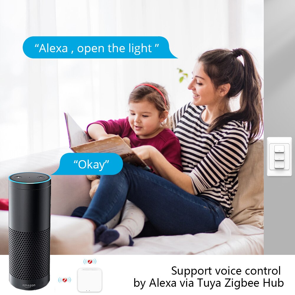 Zemismart Tuya Zigbee Physical Wall Switch US AU Type Push Light Switches Smart Life Control Alexa Google Home Neutral Optional