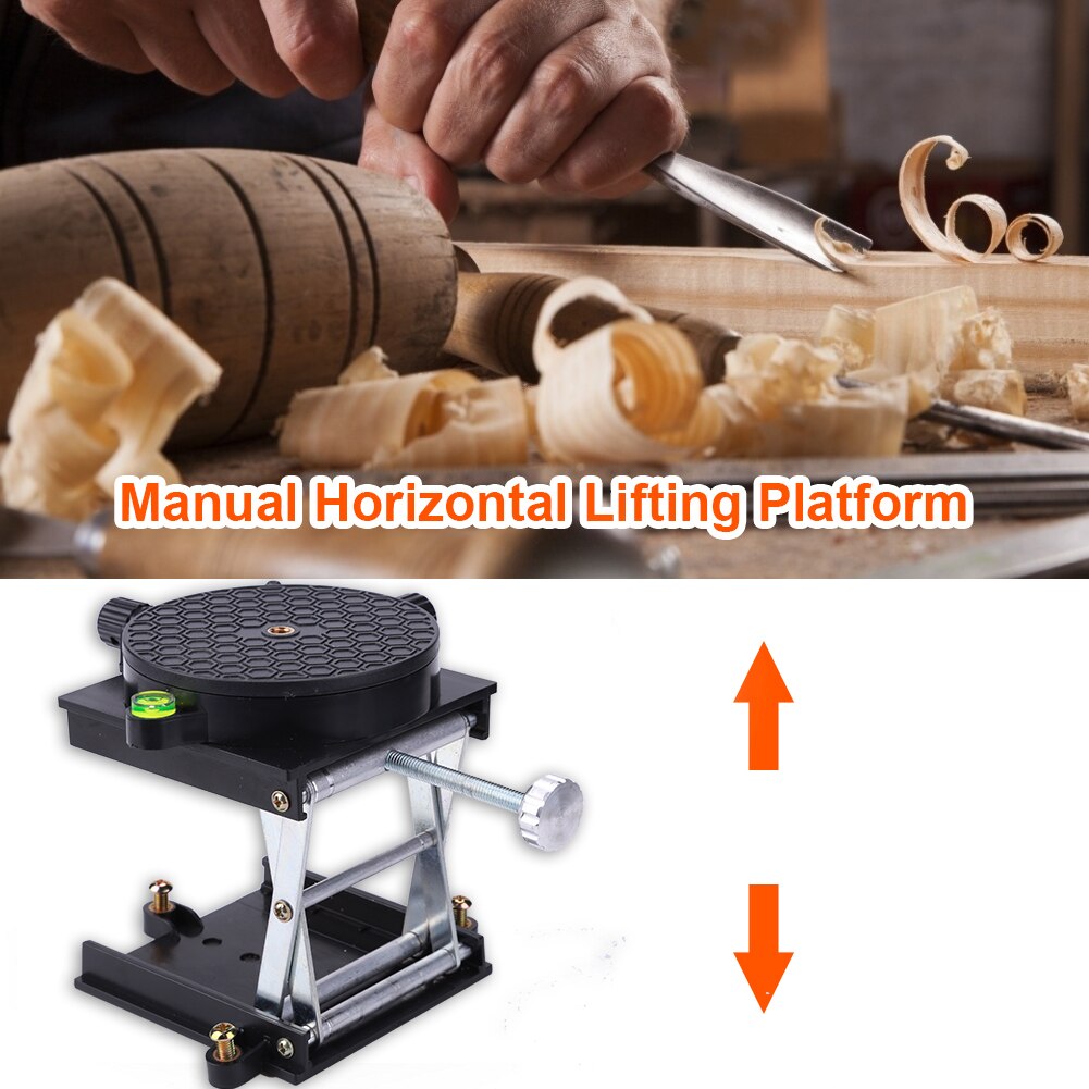 360-Degree Rotation Router Lift Table Adjustable Height Engraving Lifting Stand Rack Manual Lifting Platform Tool