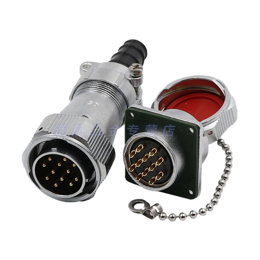 WY24 TI+Z M24 Waterproof Connector Male Female 2 3 4 9 10 12 19 Pin Aviation Plug Socket Solderding Terminal Adapter Panel Mount