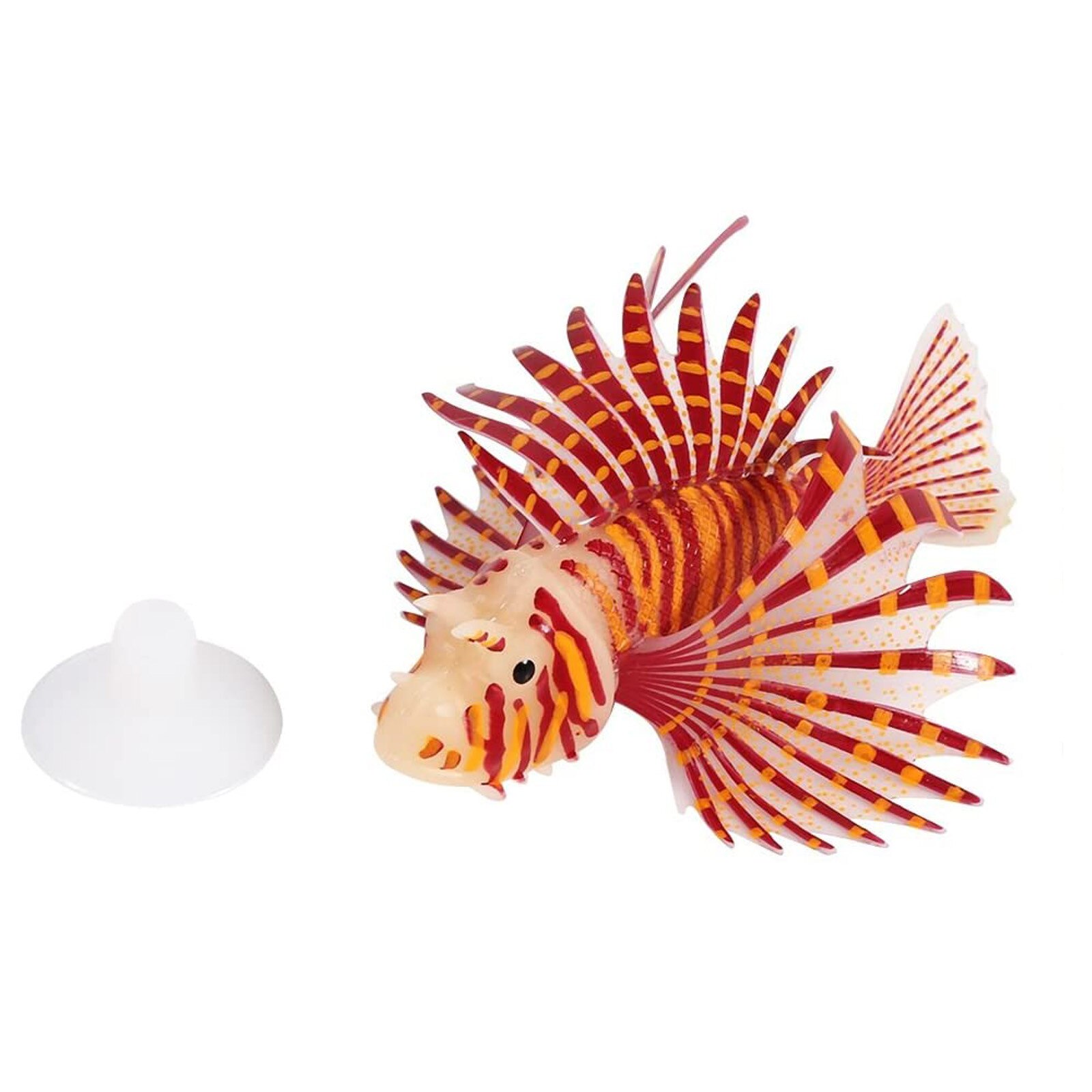 Aquarium Artificial Luminous Lionfish Fish Tank Aquatic Landscape Silicone Jellyfish Fish Glow In Dark Underwater Ornament: Brown 