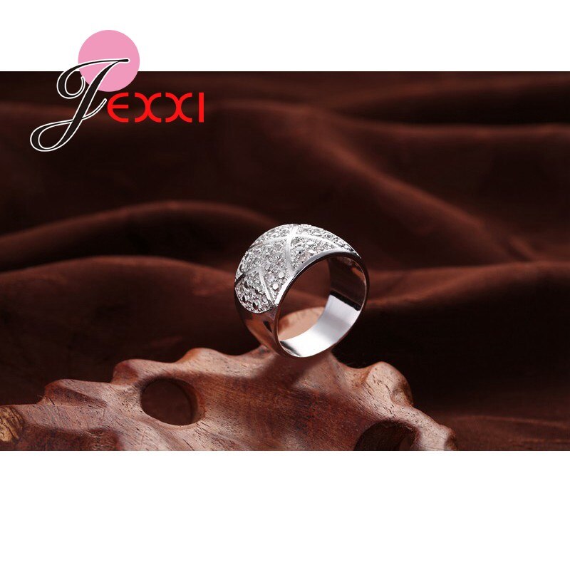 925 Sterling Silber Ehering - Damen Verlobungsring mit Strass - Geometrischer Zirkonia