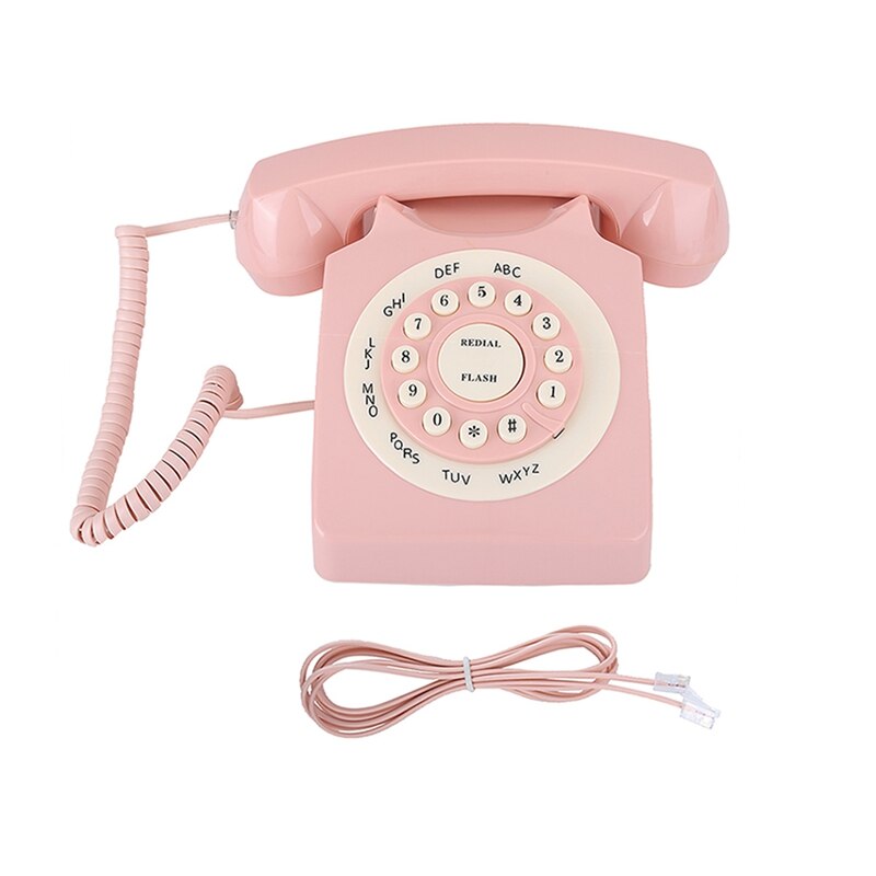 Retro Phone 80's Classic Phone/Landline Phone/Home/Hotel Corded Phone European Style Phone: Pink