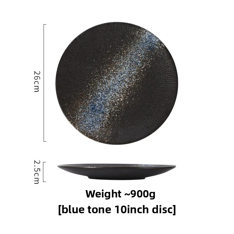Einfacher runder Keramikteller Ich bin japanischen Stil, kreativer Steak-Essteller, Nudellinie, flaches Erzähler, westliches Restaurant-Geschirr: khaki