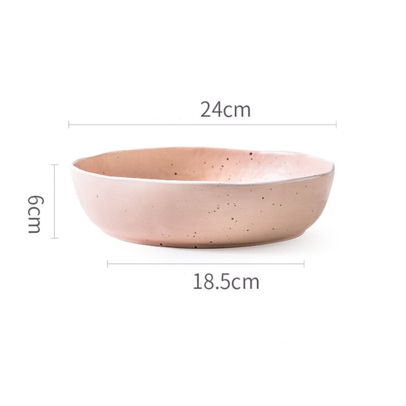 Europeisk keramikk rosa grå servise dessertretter porselen frokost biff tallerken enkel middag suppe risboller: 9.5 tommers rosa bolle