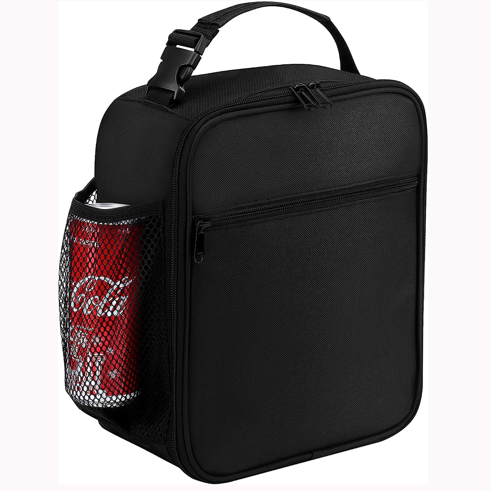 Men Women Insulated Portable Reusable Thermal Lunch Box Cooler Tote Lunch Bag for School Office Keep Food Fresh Warm or Cold: black