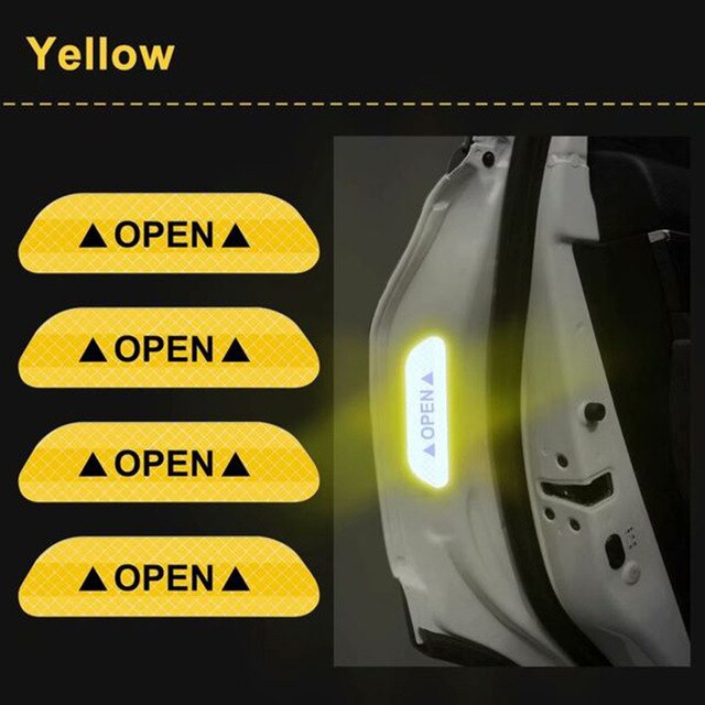 4 sztuk/zestaw drzwi samochodu odblaskowe naklejki drzwi naklejki naklejka taśma ostrzegawcza znak wywieszka z napisem "otwarty" informacja o bezpieczeństwie akcesoria samochodowe zewnętrzne: Pomarańczowy