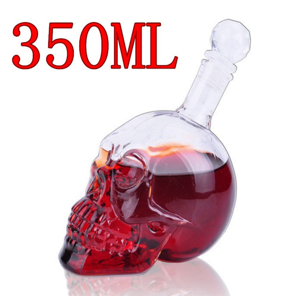 125/350/550/1000ML cráneo creativa jarra de vidrio Whisky Vodka vino botella de cristal de los espíritus de vino transparente bebiendo suministros: 350ML