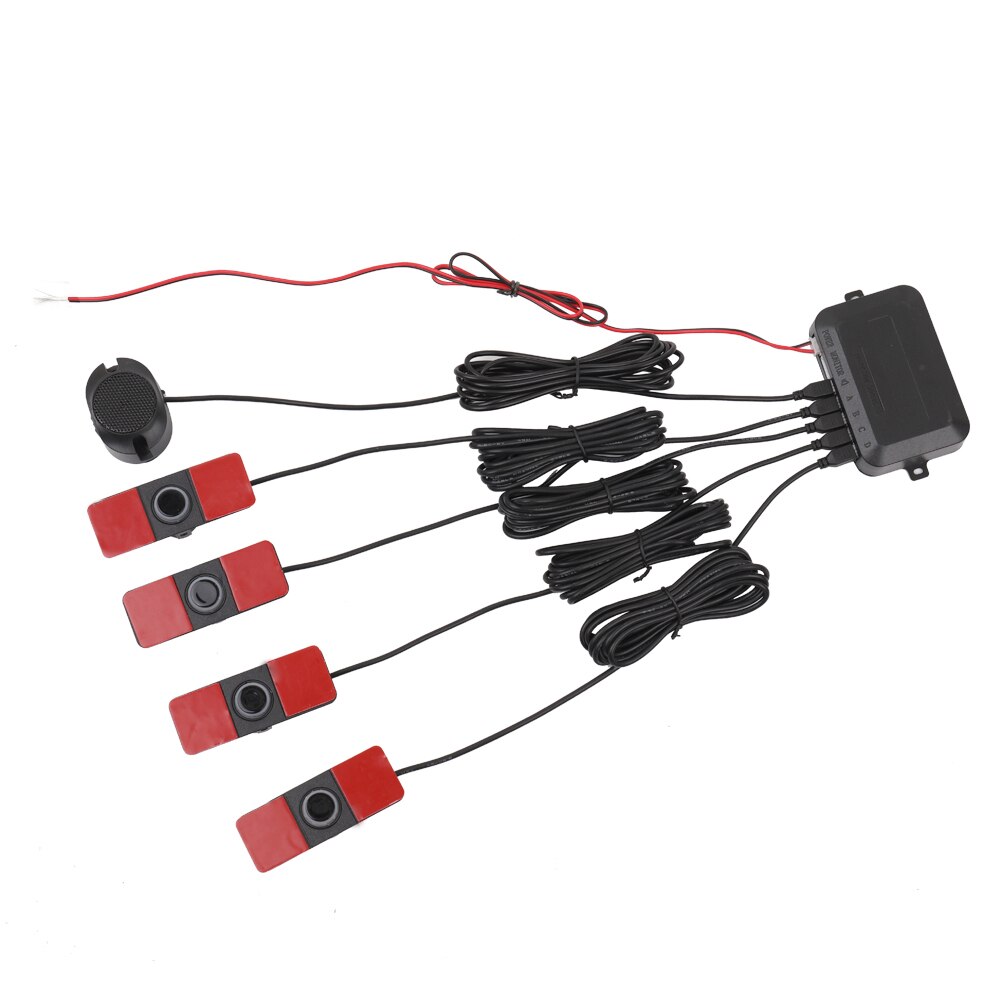 Car Parking Sensors System Parktronics 4pcs Flat Sensors Reverse Backup Radars Sound Buzzer Alarm Adjustable Sound