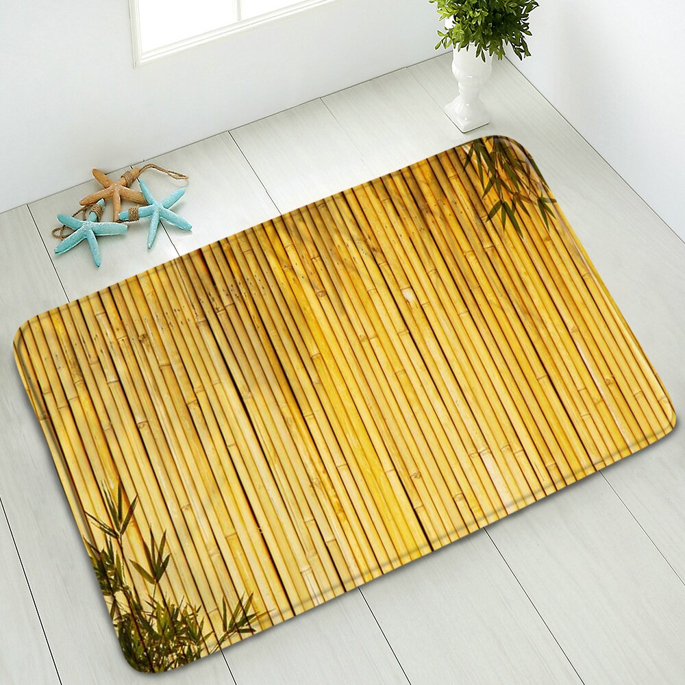 Groene Bamboe Bloem Antislip Badmat Deurmat Douche Floor Mat Keuken Tapijt Strand Kleed Flanel Print Voor Slaapkamer badkamer Decor: 944J