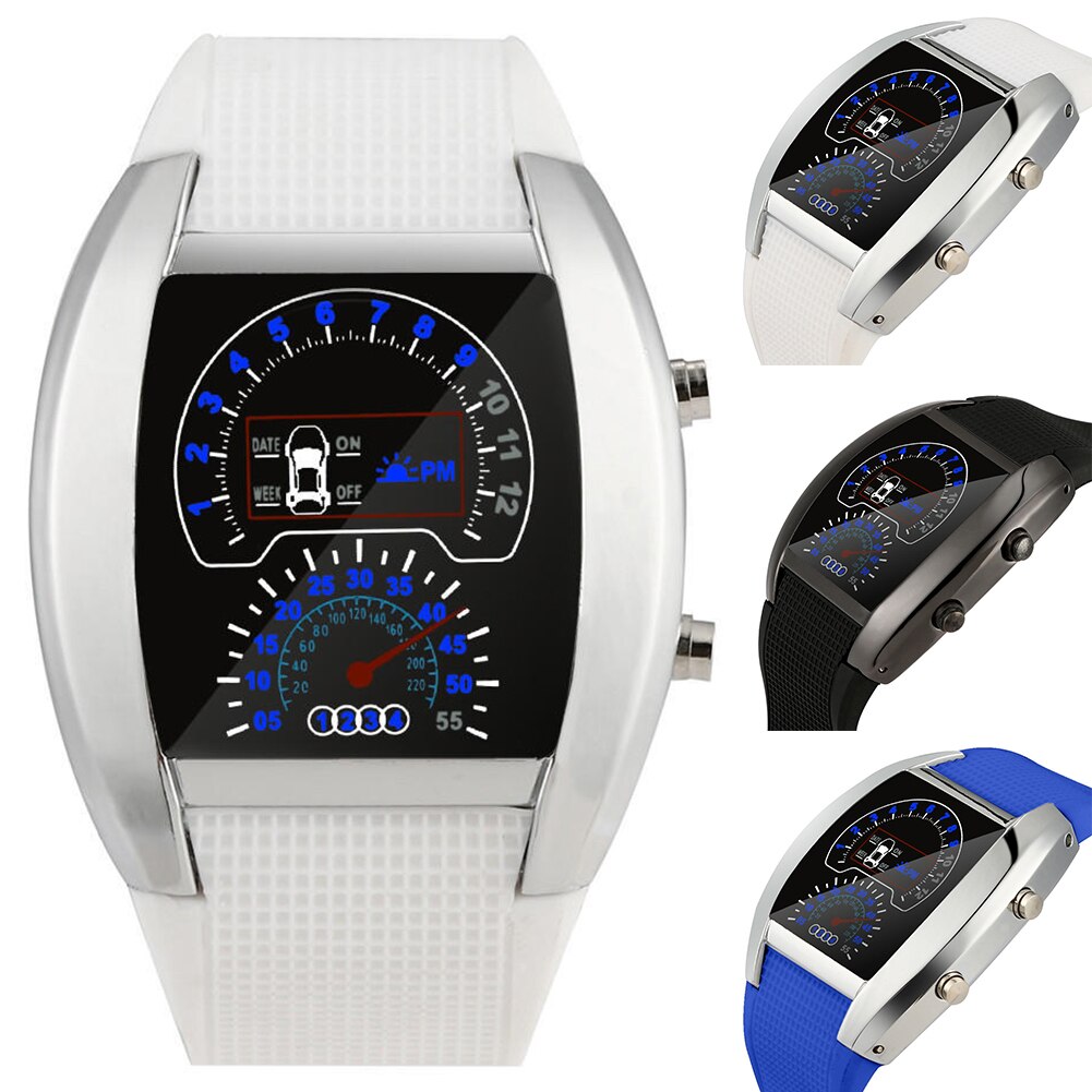 Hommes LED Aviation pilote compteur de vitesse sport voiture compteur cadran numérique montre-bracelet
