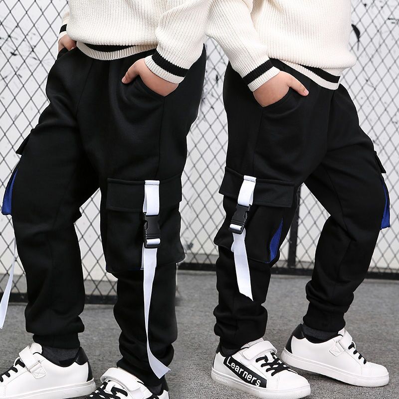 Eachin drenge bukser afslappet sweatpants teenage drenge elastisk talje multi-pocket koreanske børn lange bukser i 3-14 år