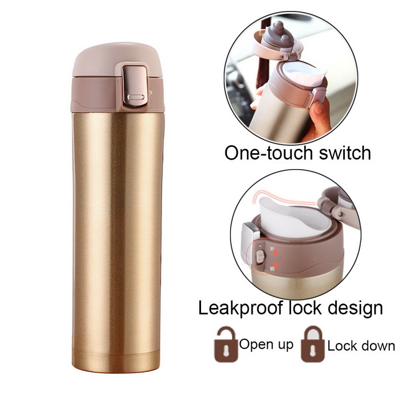 350/500ml termo portátil de acero inoxidable de doble pared botella térmica Taza de Viaje taza de vacío Escuela Hogar té taza para beber café