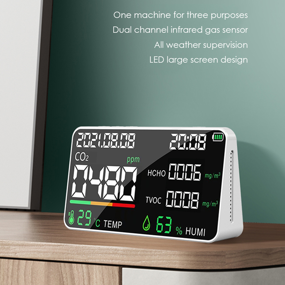 CO2 Meter Air Detector Carbon Dioxide Detector Agricultural Production Greenhouse HCHO TVOC Detector Air Monitor