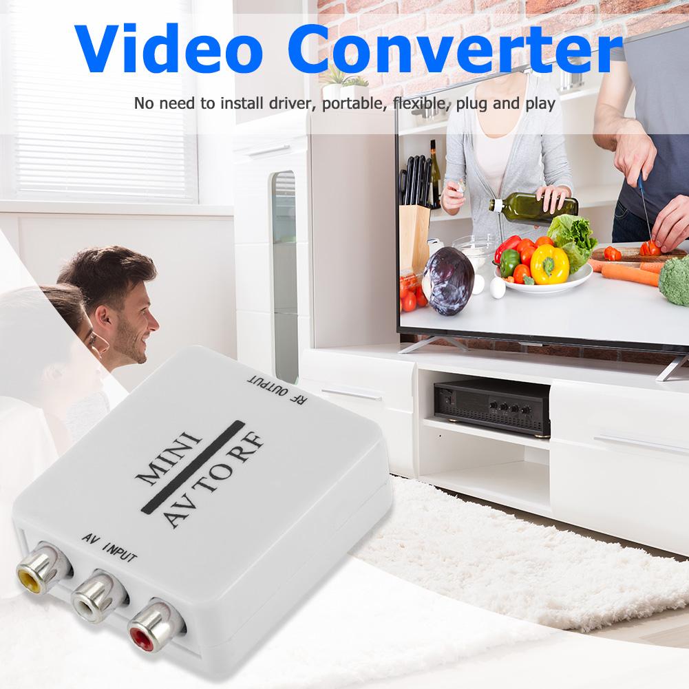 Mini RCA AV CVSB to RF HD Video Converter Support RF 67.25/61.25MHz TV Switcher low Power Consumption No Power Adapter