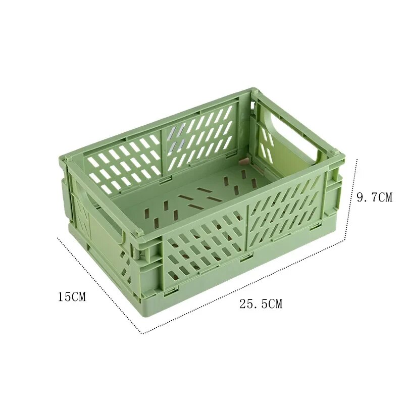Faltbare Aufbewahrungskiste aus Kunststoff, zusammenklappbarer Boxkorb, stapelbar, niedlicher Make-up-Schmuck, Spielzeugboxen für Aufbewahrungsbox, Organizer, tragbar: WHITE