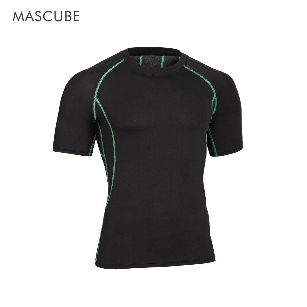 MASCUBE mannen Compressie Panty T-shirt Fitness Tees Top Korte Mouw sneldrogende Elasticiteit T-shirt