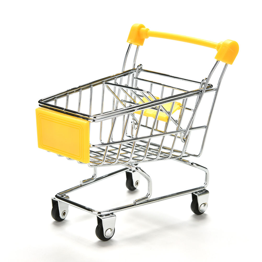 Colorful Funny Mini Supermarket Shopping Cart Trolley Pet Bird Parrot Hamster Toy 1pcs: Yellow