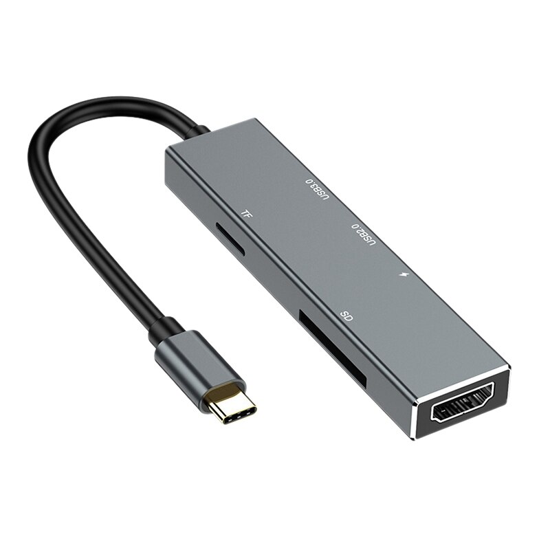 Type-C to HDMI 6 in 1 Expansion Dock USB C Hub Notebook Docking Station: Default Title