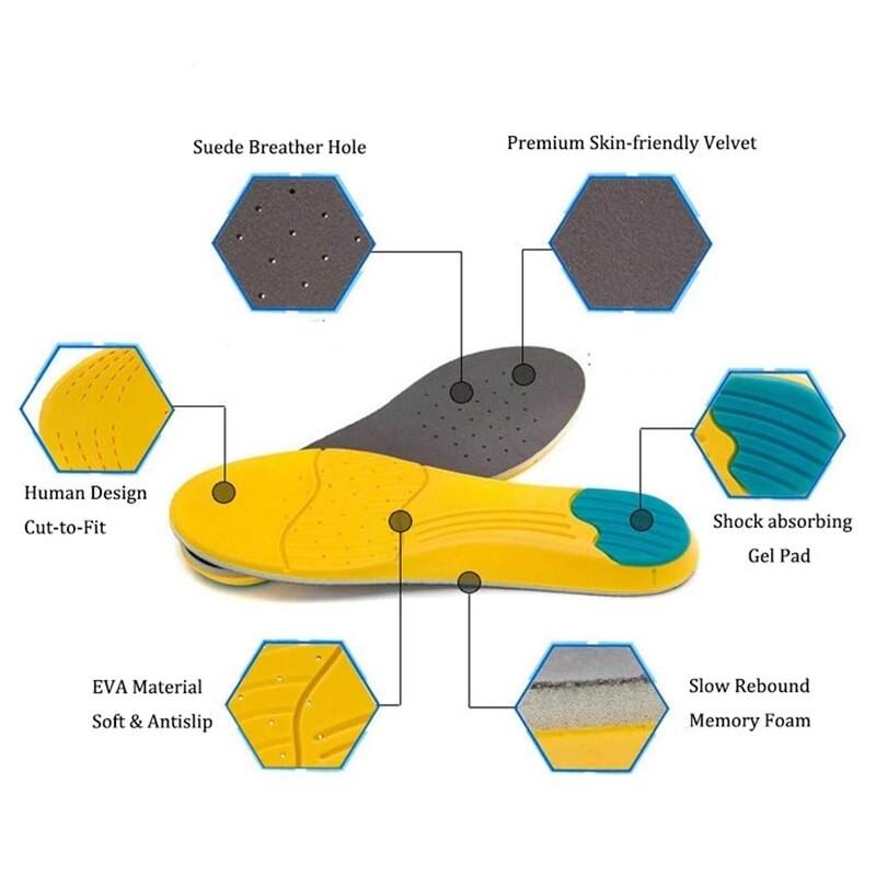 Plantillas de espuma viscoelástica para el cuidado de los pies, cómodas plantillas deportivas de alta elasticidad, desodorante que absorbe el sudor, insertos y cojines