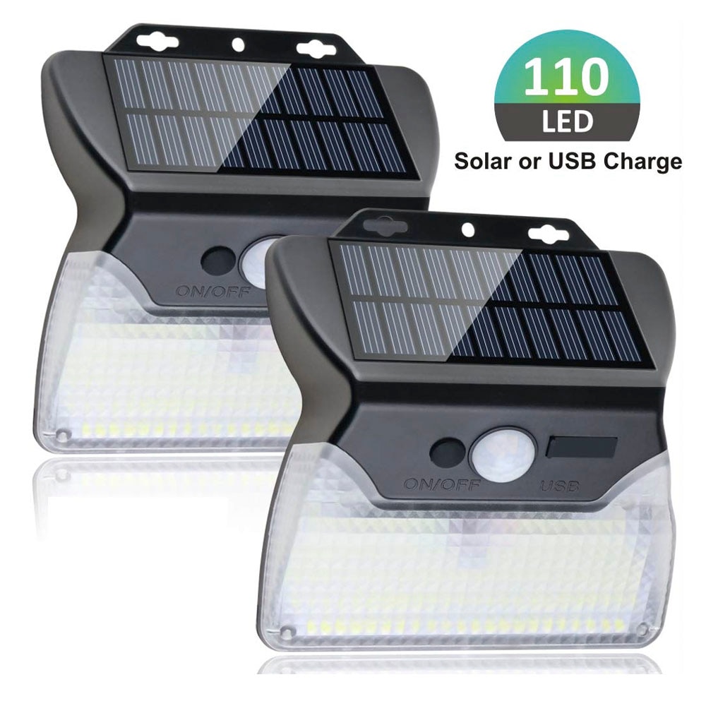 Solar Lights Outdoor 208leds IP65 Waterproof Wireless Motion Sensor Light 270°Wide Angle Easy-to-Install Security Wall Lights