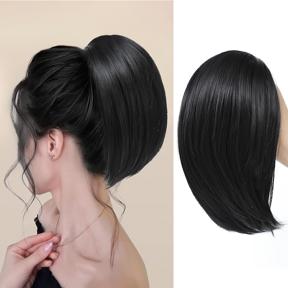 Postizo sintético de moño alto recto para mujer, extensión de cola de caballo con cordón , fácil de usar, moño de pelo de