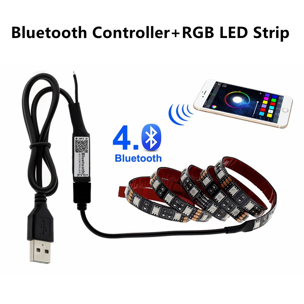 USB LED Strip 5V SMD5050 RGB Verwisselbare LED TV Achtergrond Verlichting 50CM 1M 2M 3M 4M 5M DIY Flexibele LED Licht: Bluetooth Controller / 200CM 120LEDs