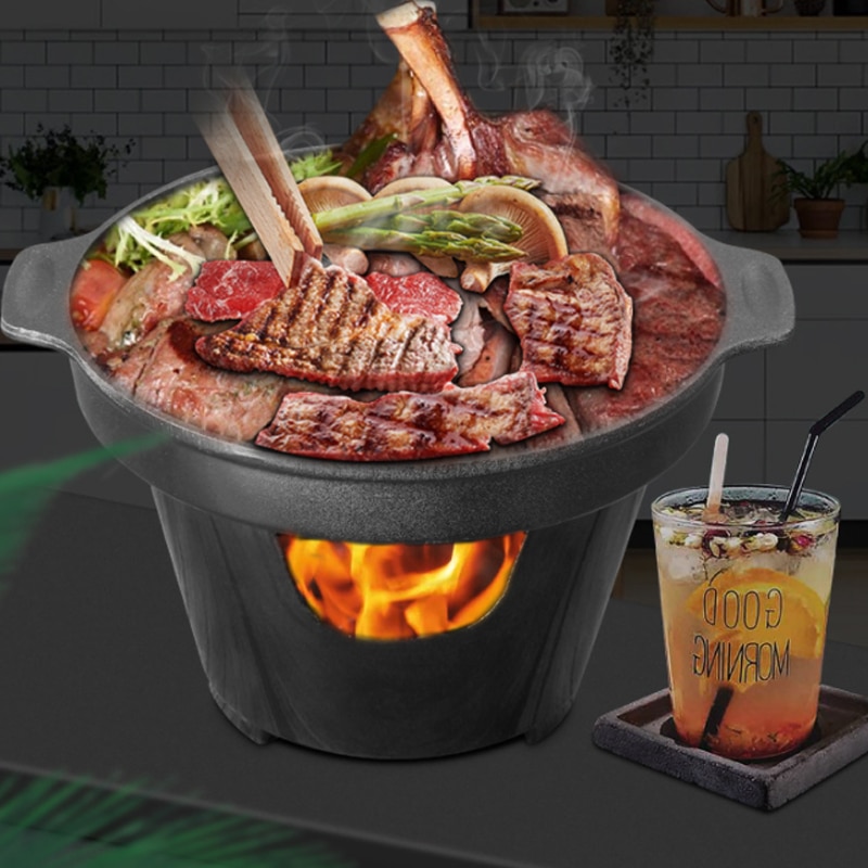 Estufa pequeña para barbacoa, cocina doméstica de estilo coreano para una persona, barbacoa al aire libre, sin humo, olla pequeña para asar de estilo japonés, MeatTool