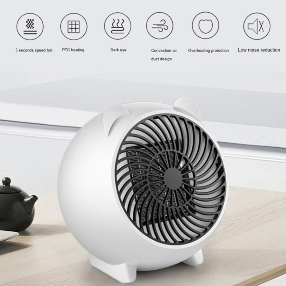 Cartoon Heater Kleine Desktop Kachel Leuke Huishoudelijke Elektrische Kachel Witte Huishoudelijke Draagbare Elektrische Verwarming Ventilator