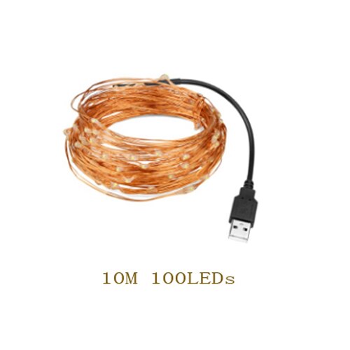 2M 3M 5M 10M Led Verlichting Ketting Koperdraad Usb Of Batterij Aangedreven Led String Licht fairy Licht Voor Kerstverlichting Wedding Party: 10M Powered by USB / White