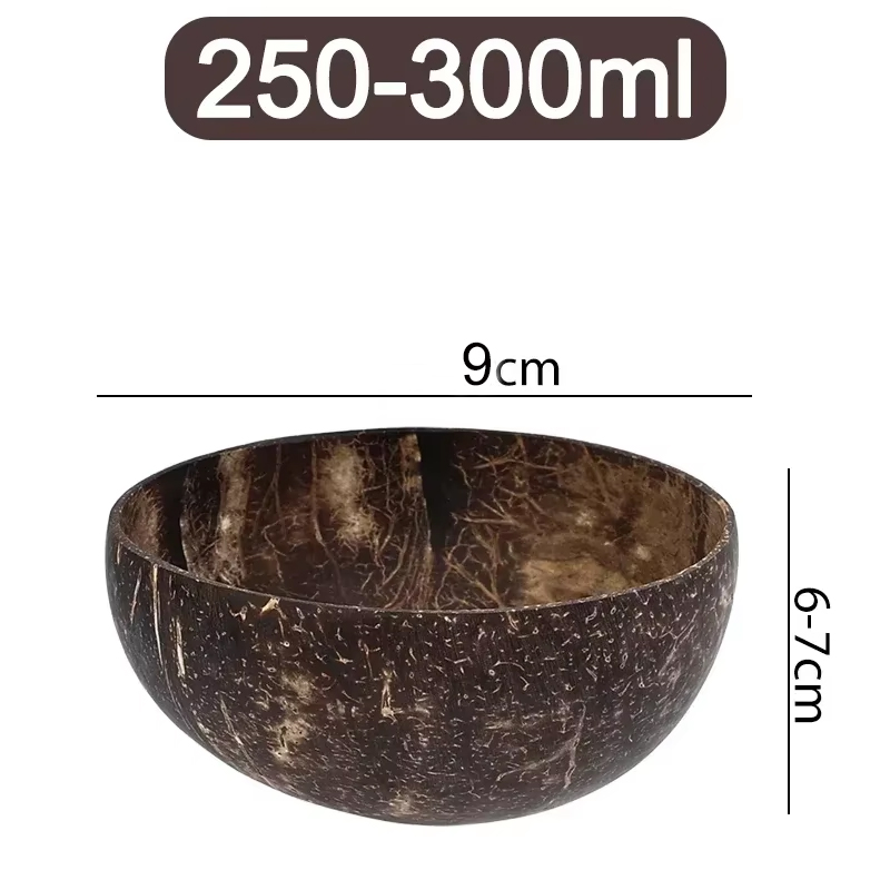Natural Coconut Bowls For Serving Dishes Wooden Reusable Bowl Utensils Wood Spoon Natural Coconut Shell Bowls Kitchen Dinner Set: GRAY / 5 inch