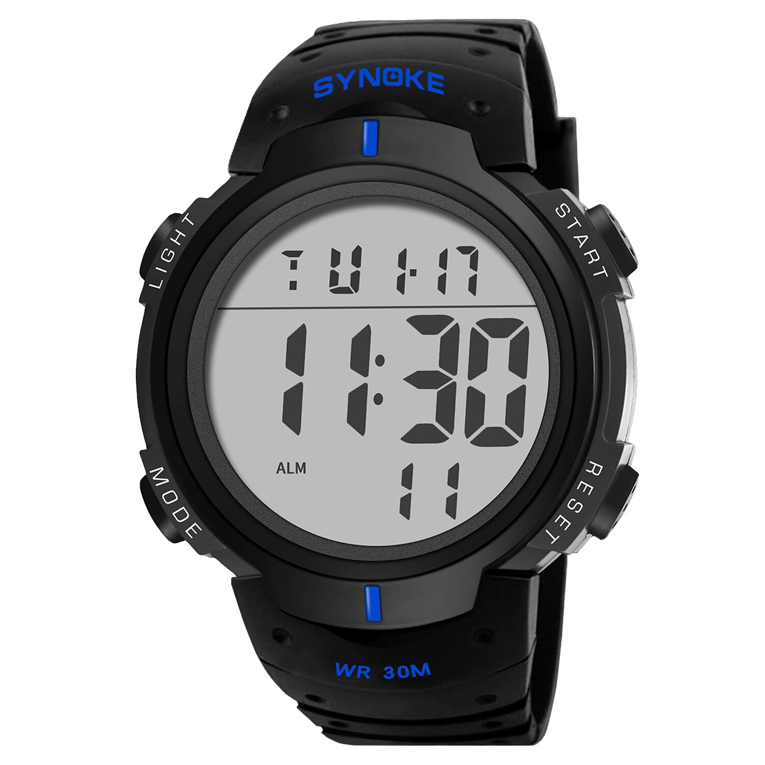 SYNOKE männer Uhren Große Zifferblatt Wasserdichte LED Alarm Uhr Sport Uhr Herren Digitale Armbanduhr Relogio Masculino Uhr Männer: Blau
